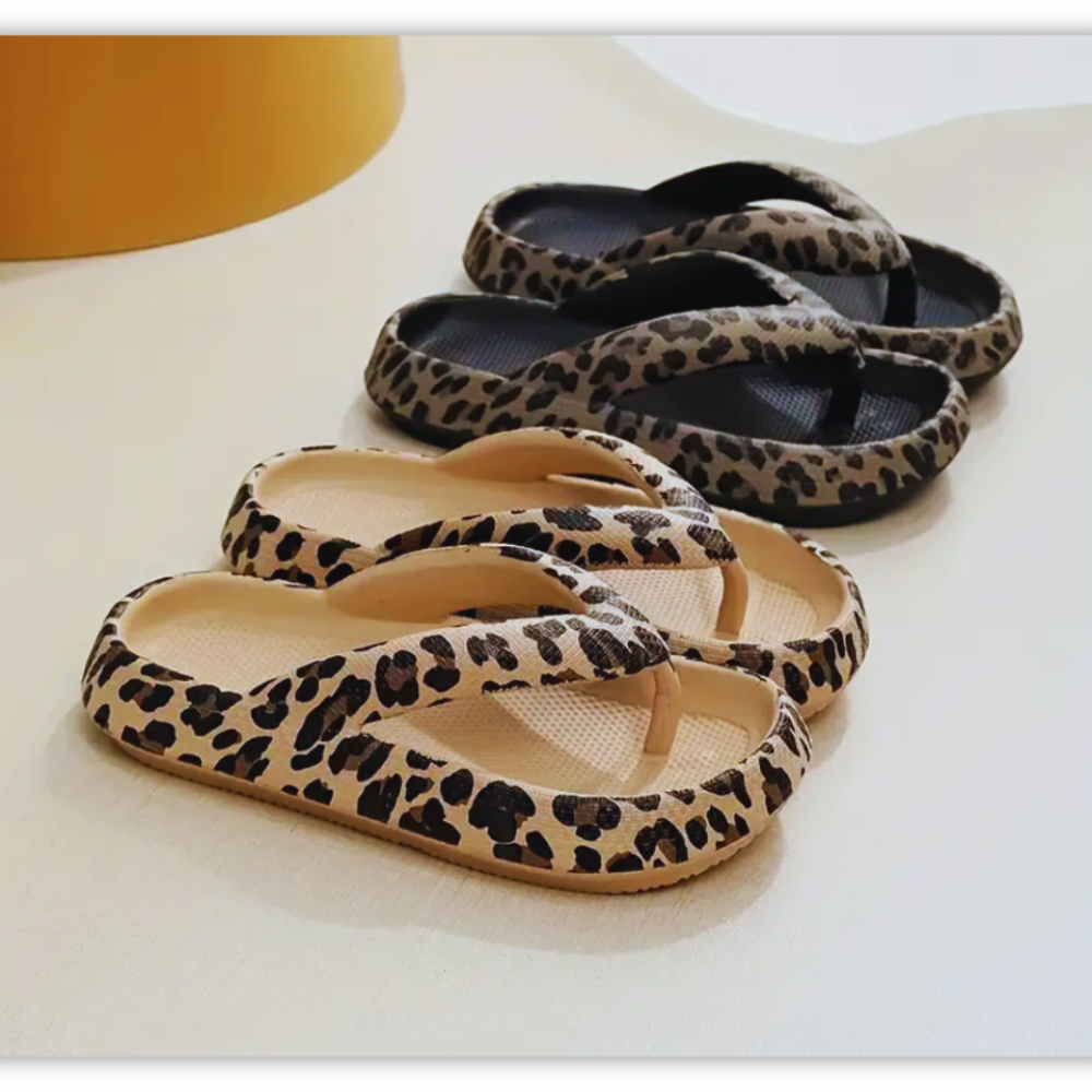 Leopard Print Sommerpantoffeln - Dbestey