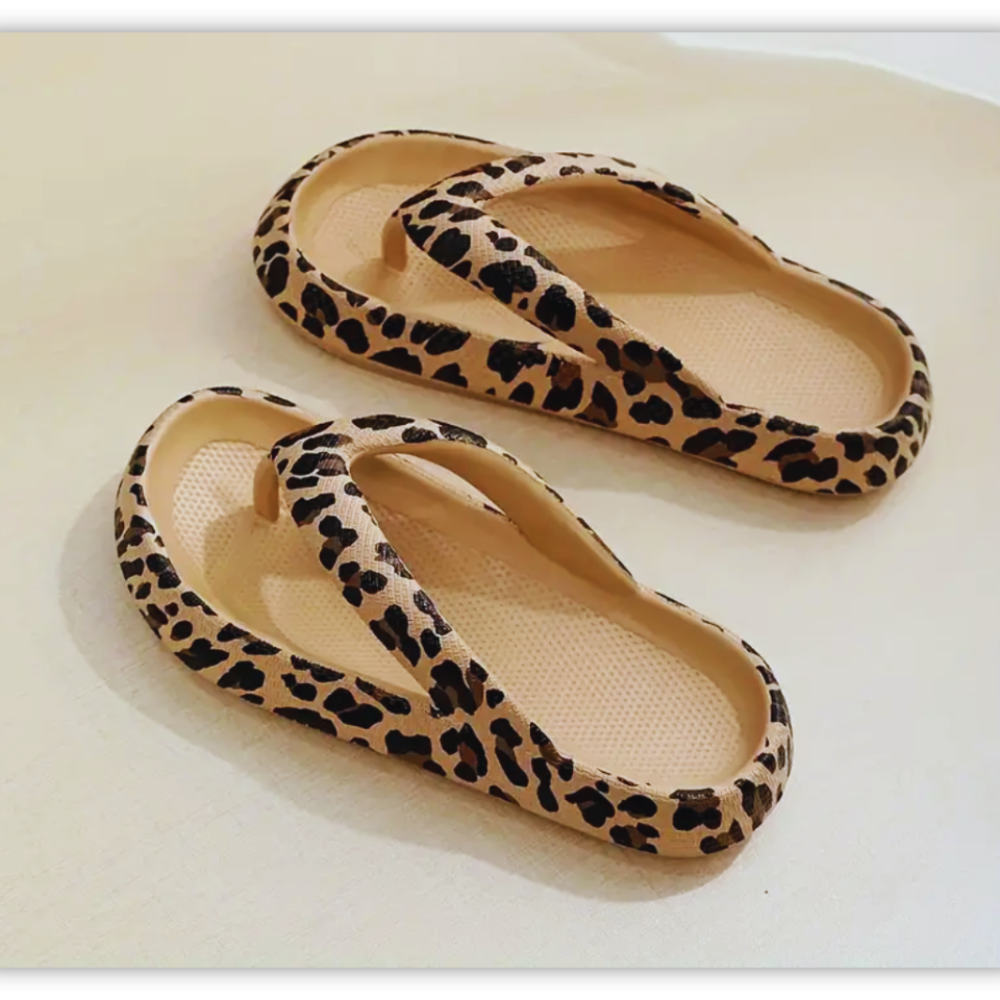 Leopard Print Sommerpantoffeln - Dbestey