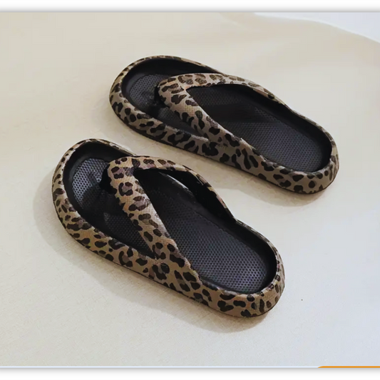 Leopard Print Sommerpantoffeln - Dbestey